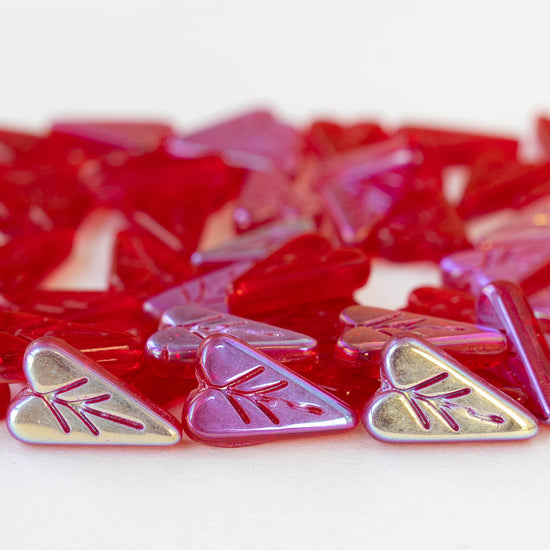 11x16mm Glass Heart Bead - Red - 10 Beads