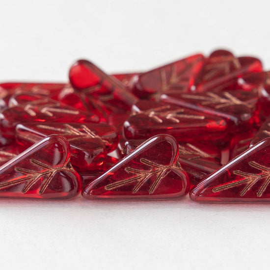 16mm Heart Bead - Red with Gold Wash - 20