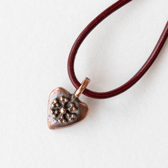 11mm Metal Heart Pendant - Antique Copper - 1, 4, or 12 pendants