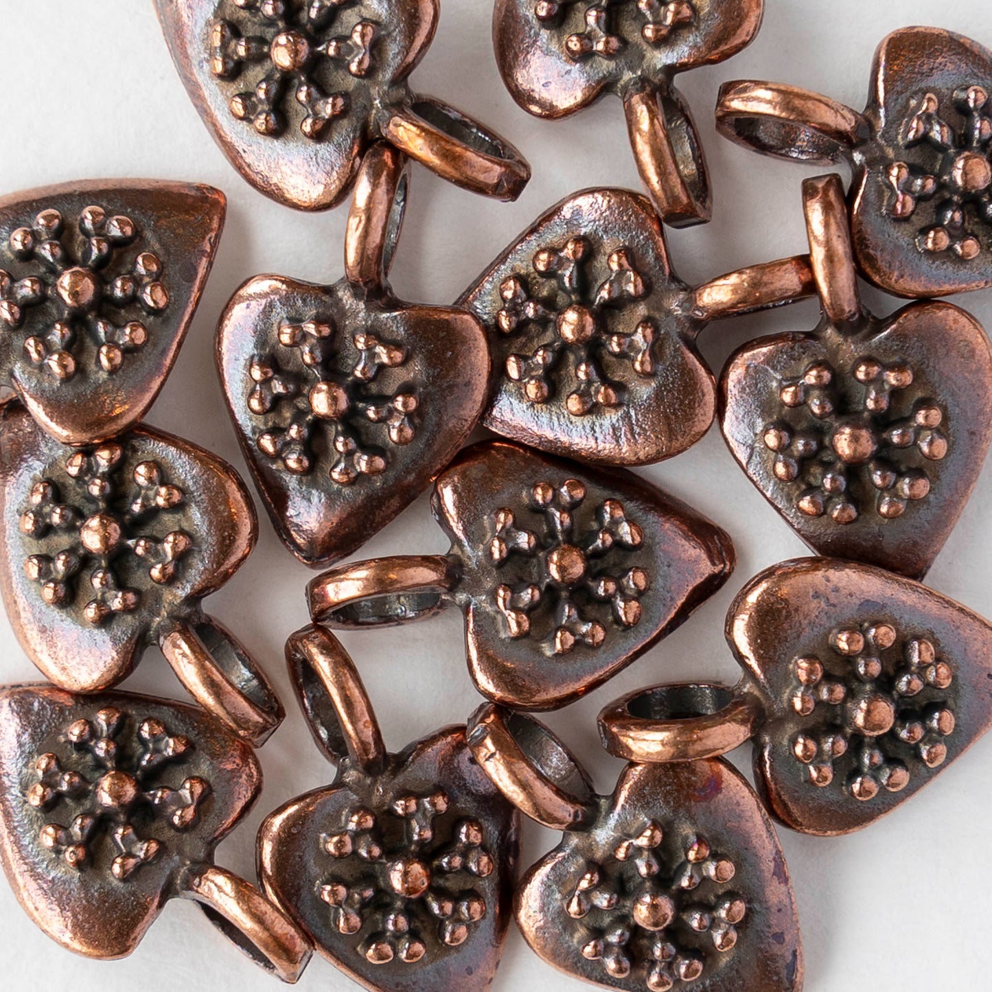 11mm Metal Heart Pendant - Antique Copper - 1, 4, or 12 pendants
