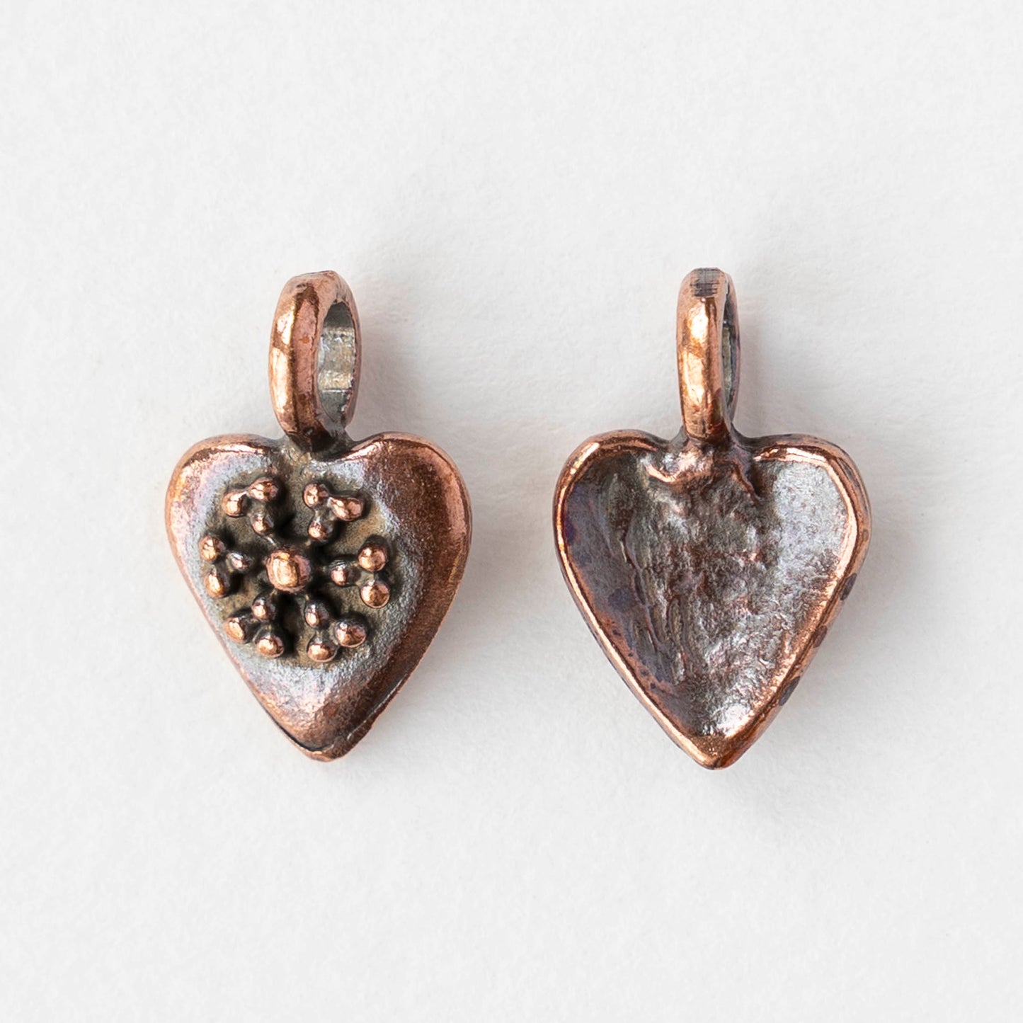 11mm Metal Heart Pendant - Antique Copper - 1, 4, or 12 pendants