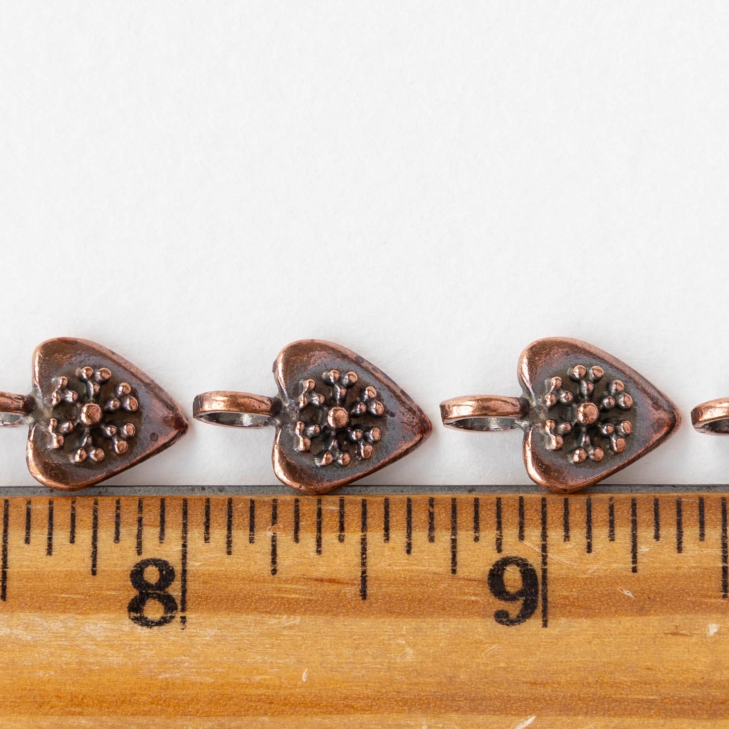 11mm Metal Heart Pendant - Antique Copper - 1, 4, or 12 pendants