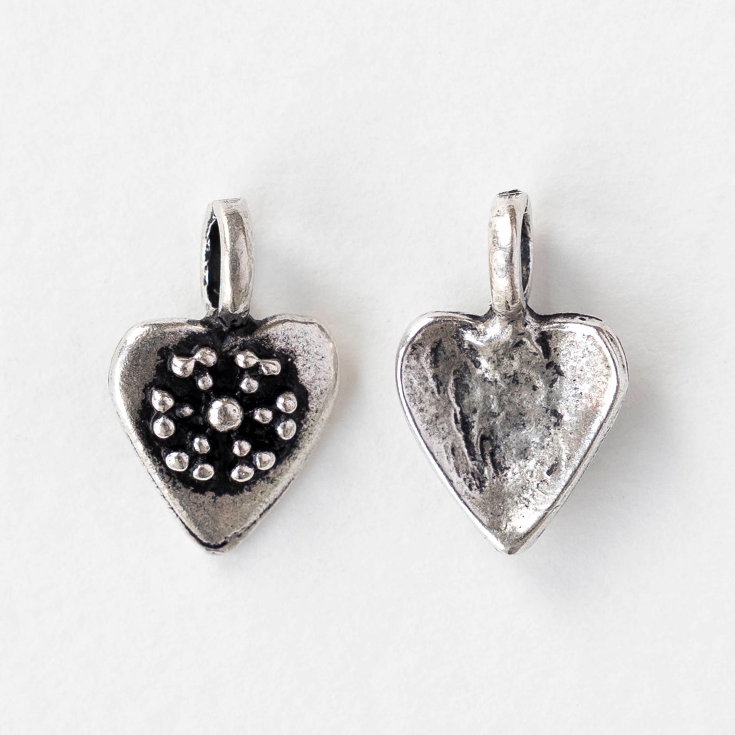 11mm Metal Heart Pendant - Antique Silver - 1, 4, or 12 pendants