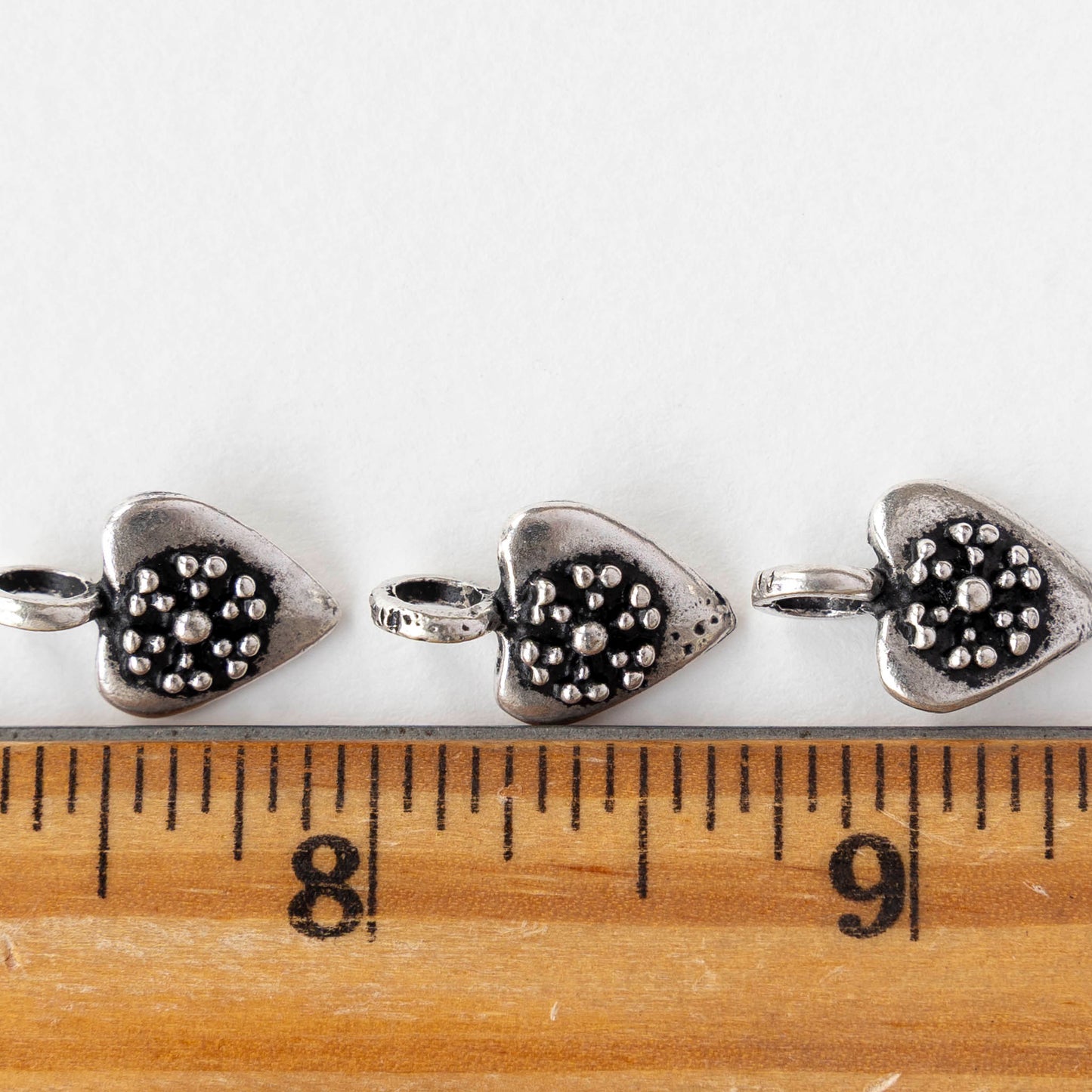 11mm Metal Heart Pendant - Antique Silver - 1, 4, or 12 pendants