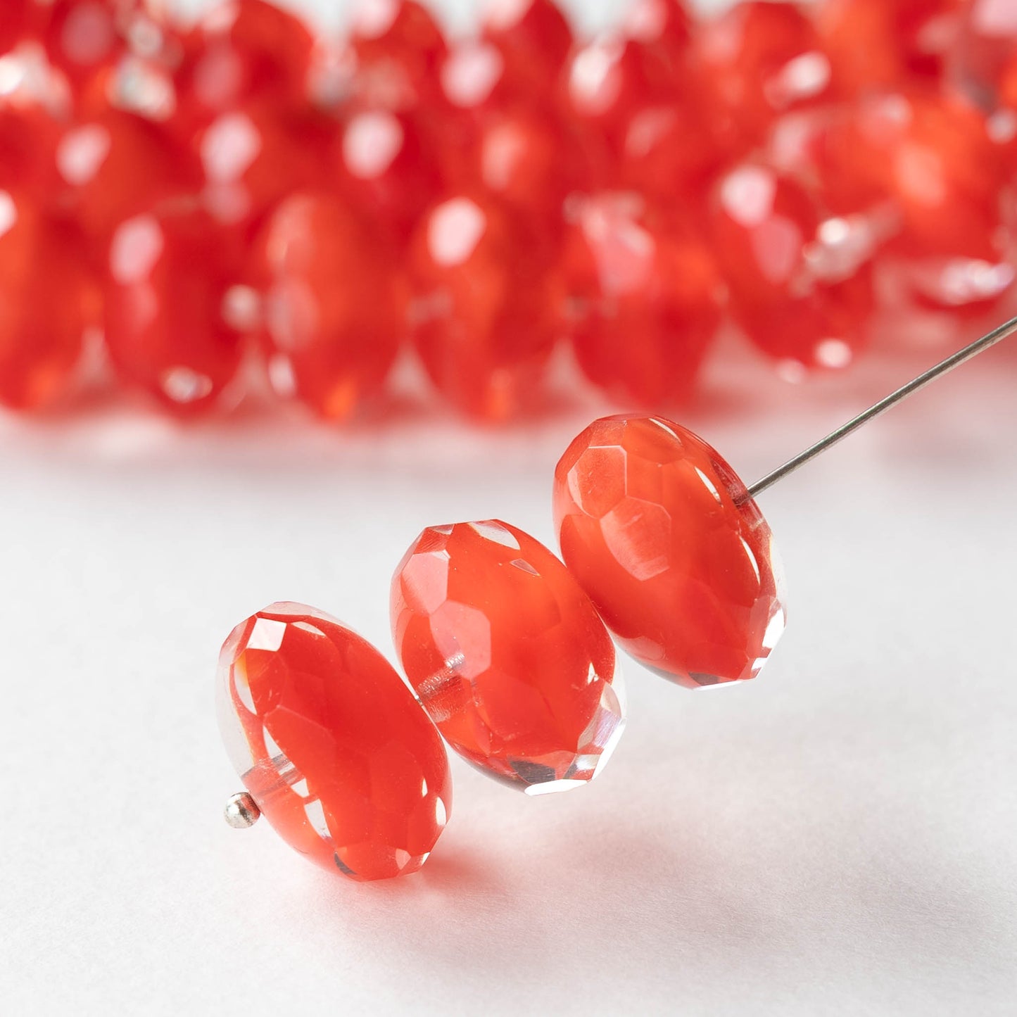 11x17mm Firepolished Rondelle Beads - Crystal Coral - 4 or 12 Beads