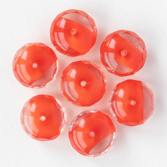 11x17mm Firepolished Rondelle Beads - Crystal Coral - 4 or 12 Beads