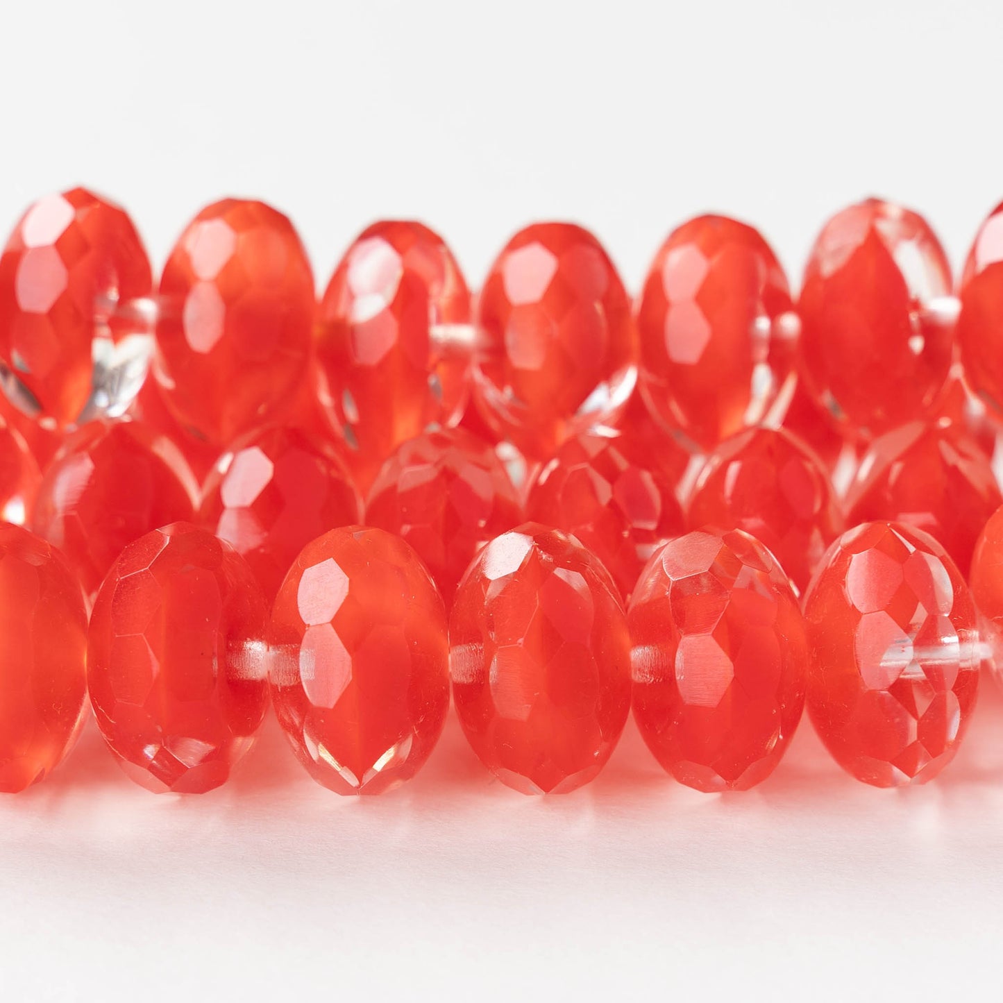 11x17mm Firepolished Rondelle Beads - Crystal Coral - 4 or 12 Beads