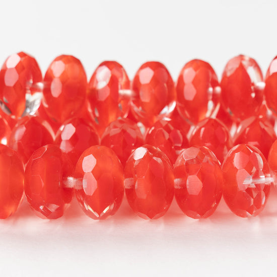 11x17mm Firepolished Rondelle Beads - Crystal Coral - 4 or 12 Beads