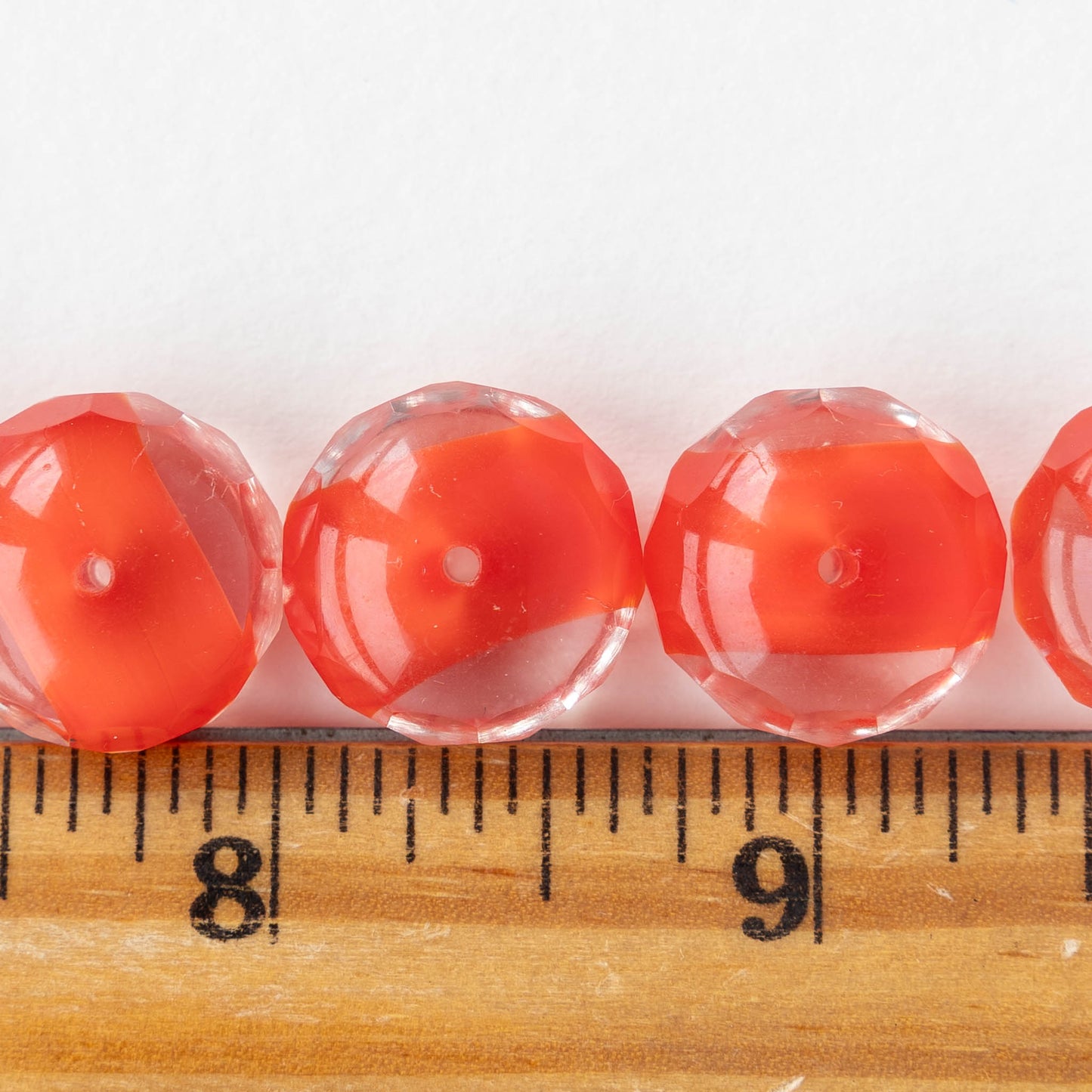 11x17mm Firepolished Rondelle Beads - Crystal Coral - 4 or 12 Beads