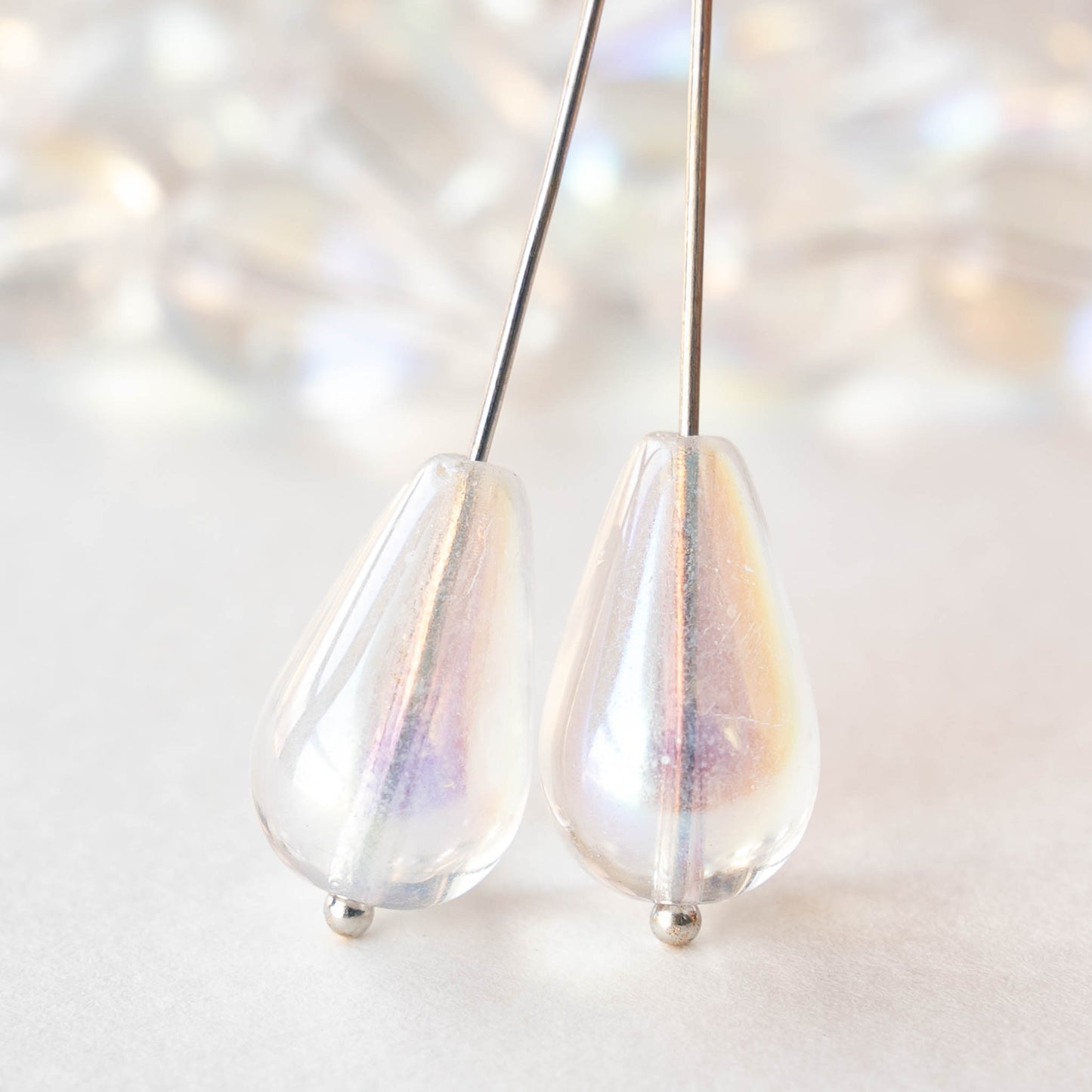 11x18mm Long Drilled Drops - Crystal AB - 20 Beads