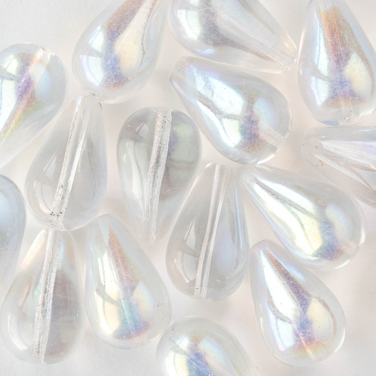 11x18mm Long Drilled Drops - Crystal AB - 20 Beads