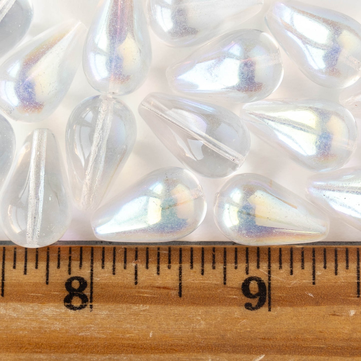 11x18mm Long Drilled Drops - Crystal AB - 20 Beads