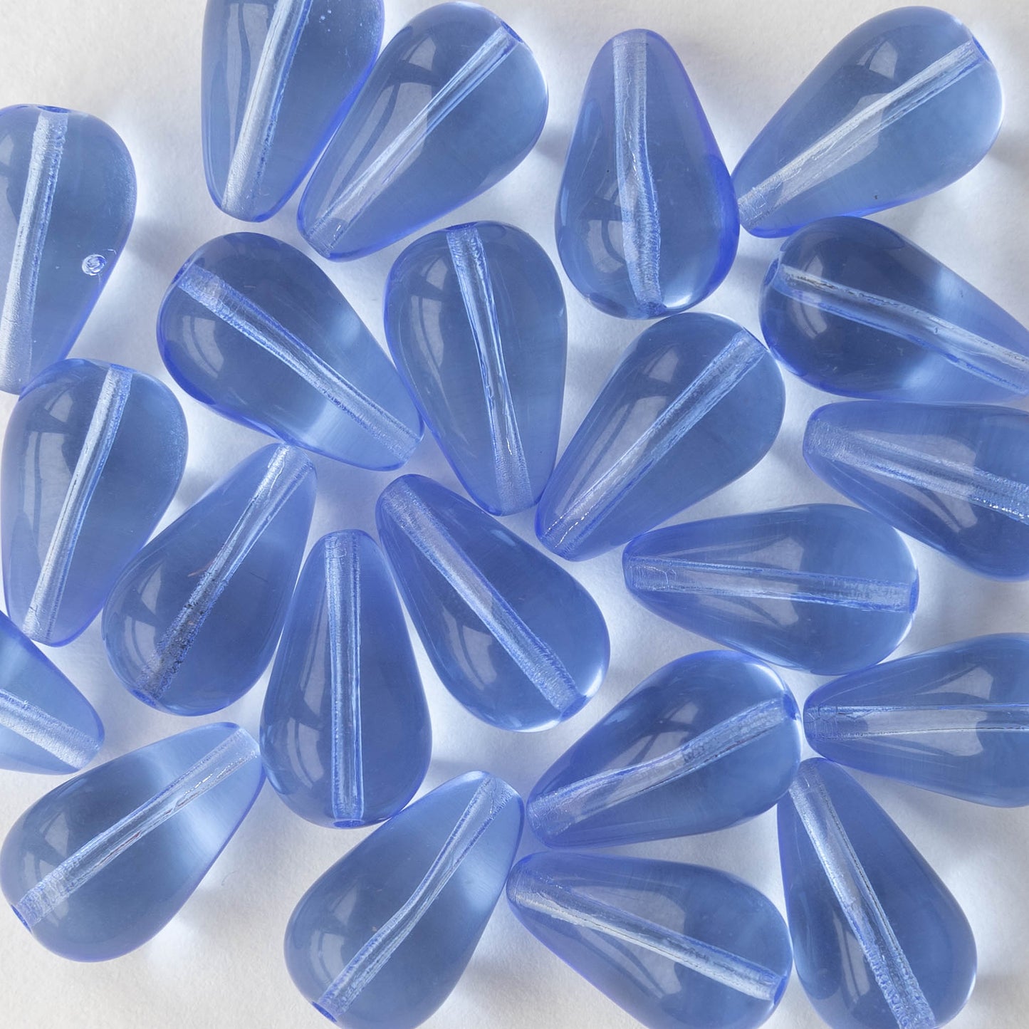 11x18mm Long Drilled Drops -  Sapphire Blue - 20 Beads