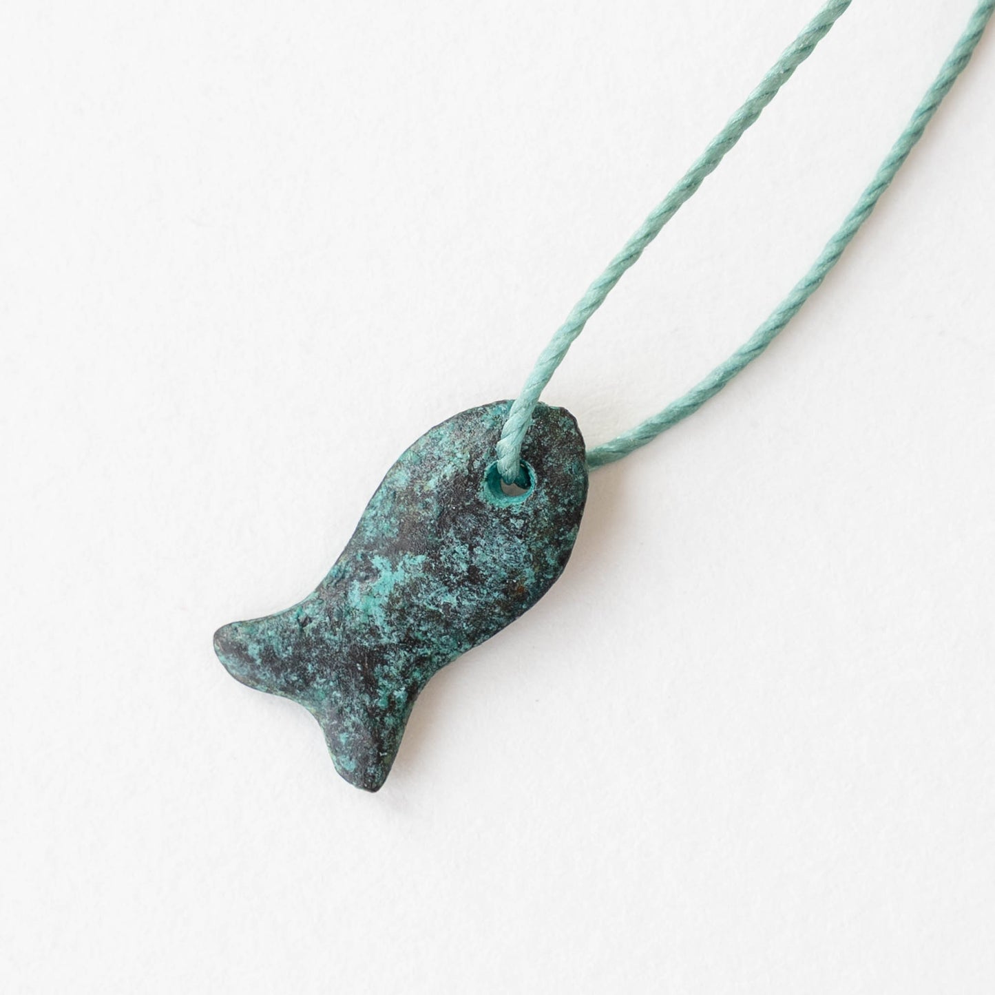 11x20mm Mykonos Metal Fish Pendant - Green Patina - 2 or 6 pendants