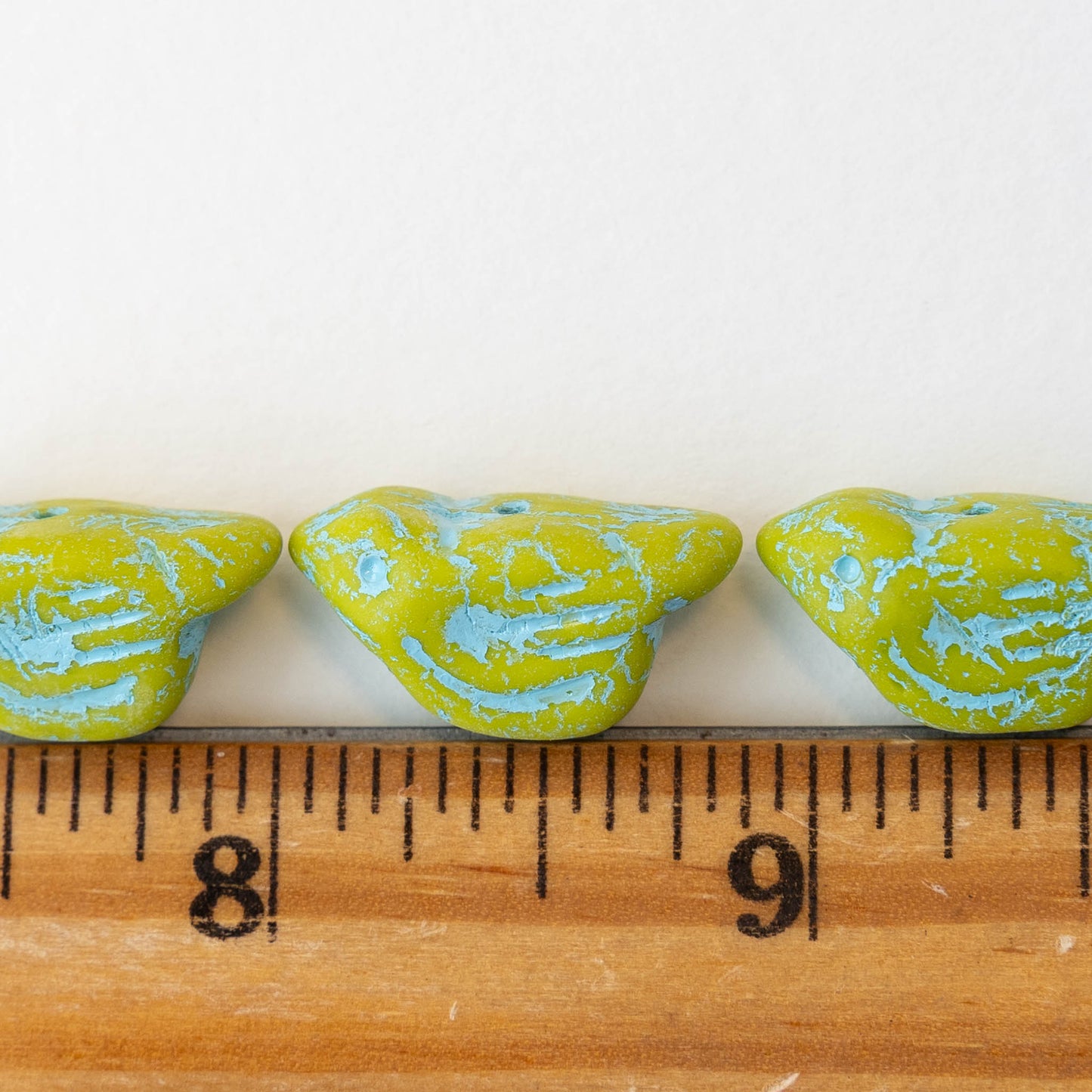 Glass Bird Beads - Lime Turquoise Matte - 2 or 6 beads