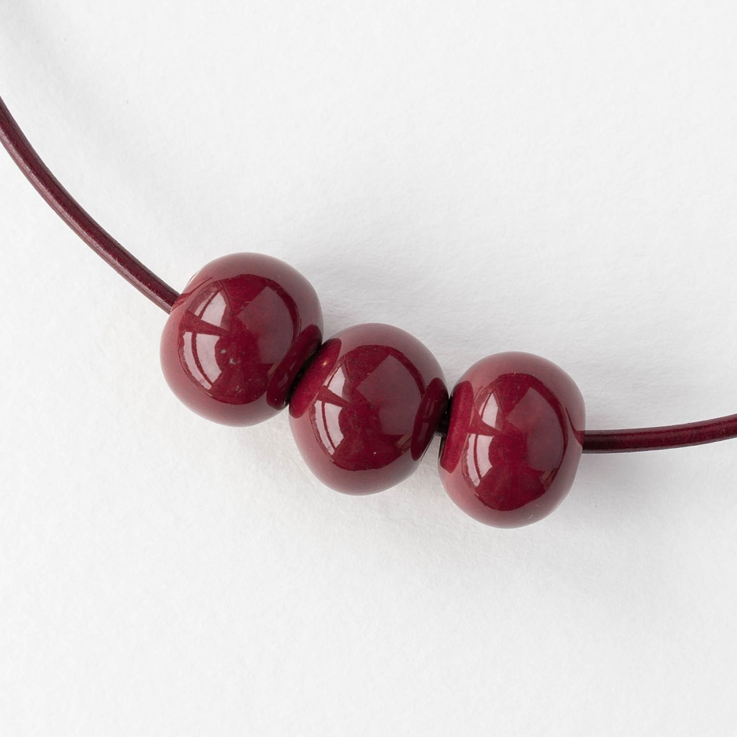 10-13mm Glazed Ceramic Round Beads - Grenadine Red - 6 or 18 beads