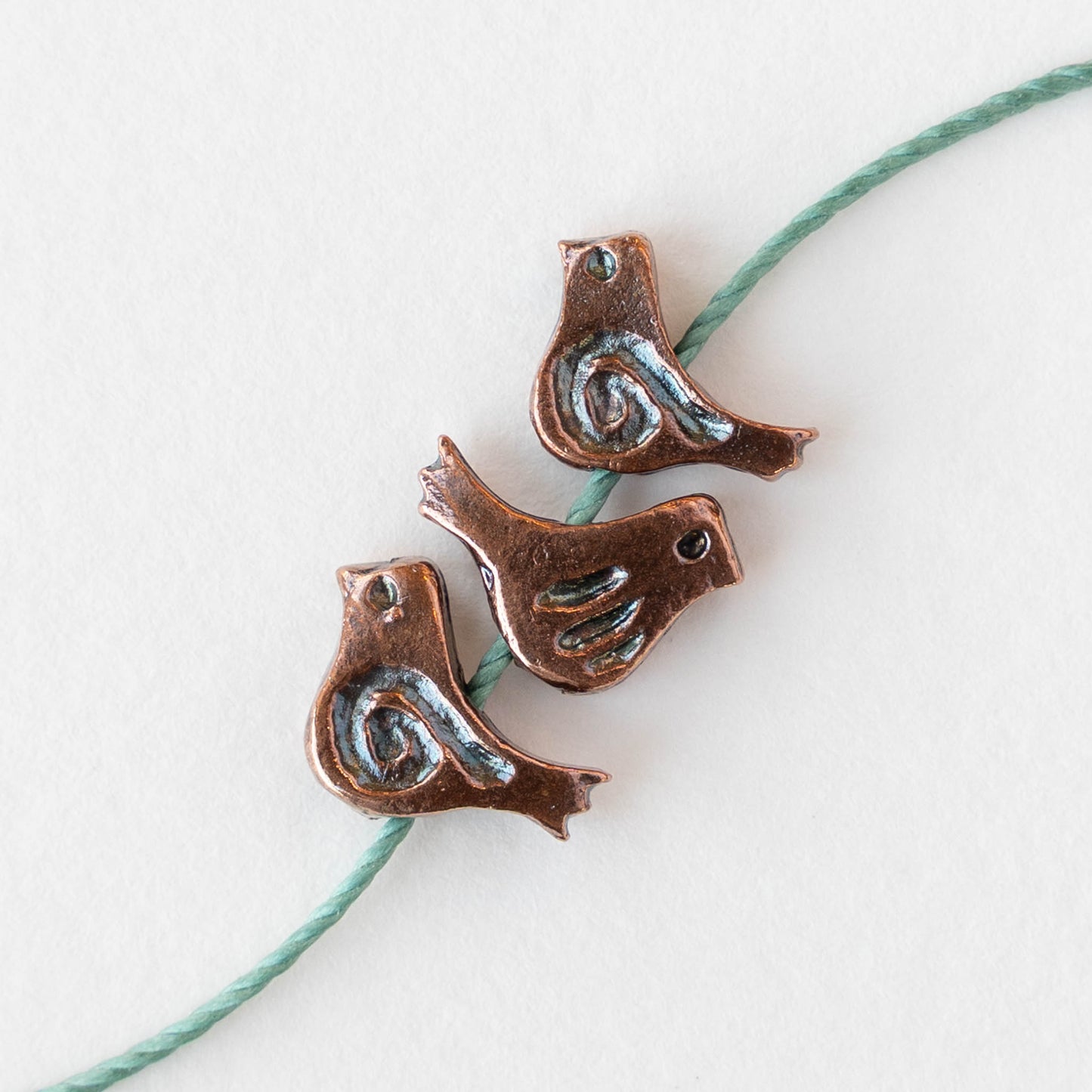 12mm Little Birdie Bead - Antiqued Copper - 4 Birds