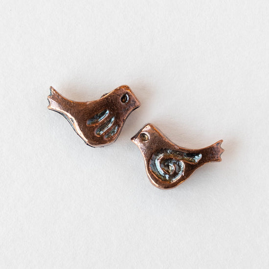 12mm Little Birdie Bead - Antiqued Copper - 4 Birds