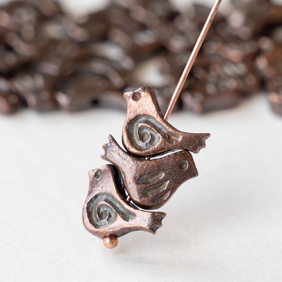 12mm Little Birdie Bead - Antiqued Bronze - 4 Birds