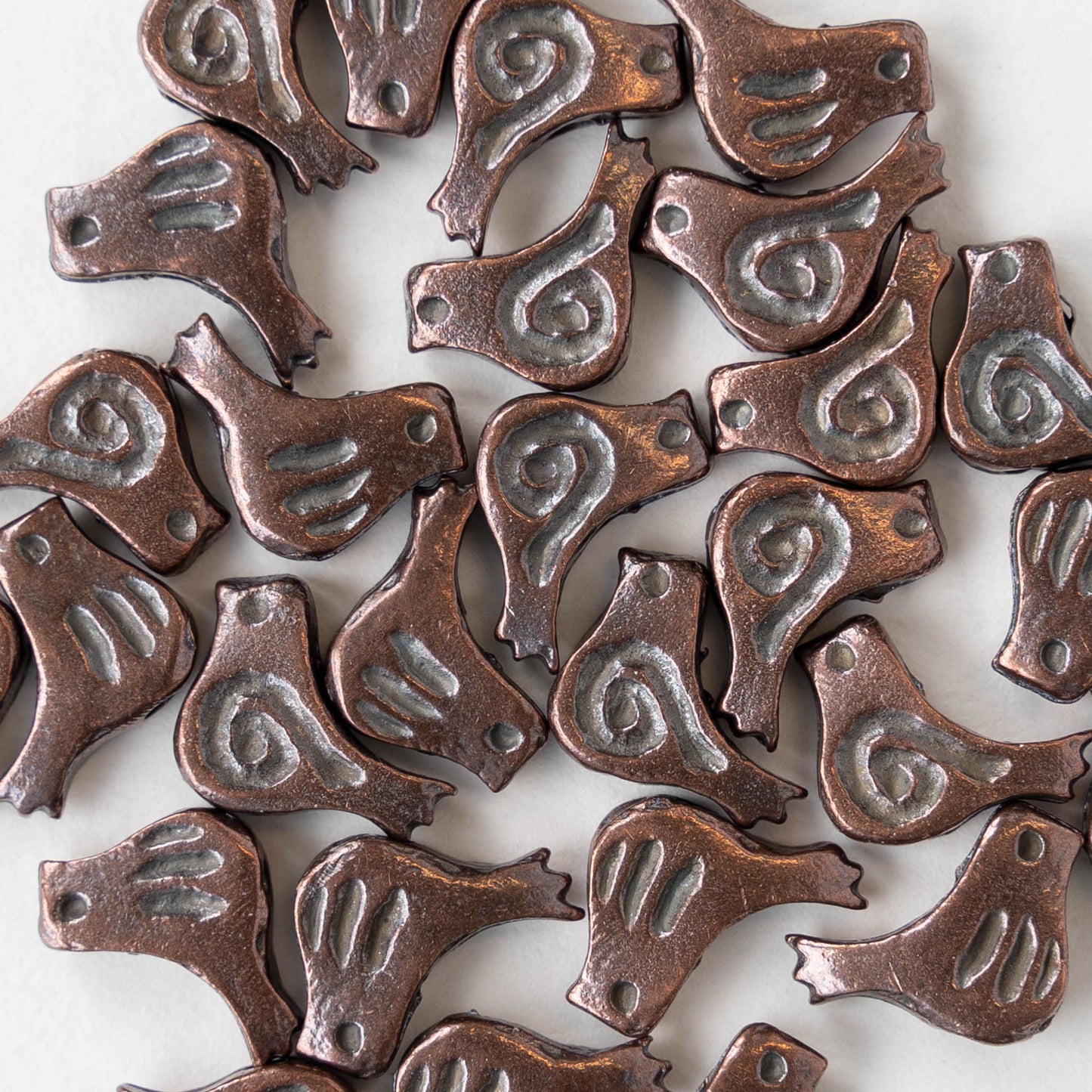 12mm Little Birdie Bead - Antiqued Bronze - 4 Birds