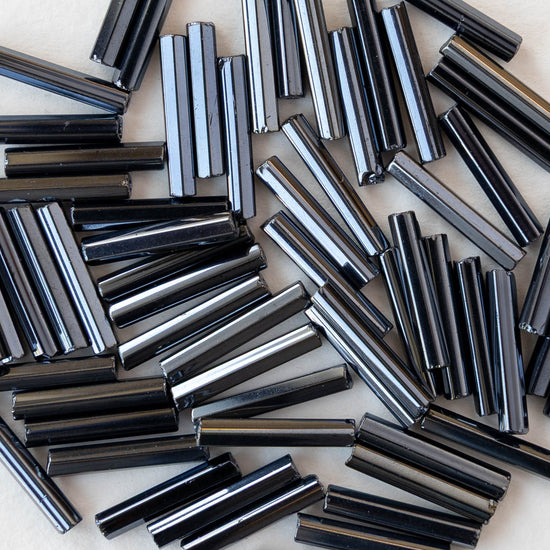 12mm Glass Bugle Beads - Sphinx Gunmetal - 20 grams