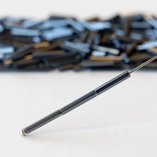 12mm Glass Bugle Beads - Sphinx Gunmetal - 20 grams