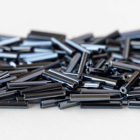 12mm Glass Bugle Beads - Sphinx Gunmetal - 20 grams