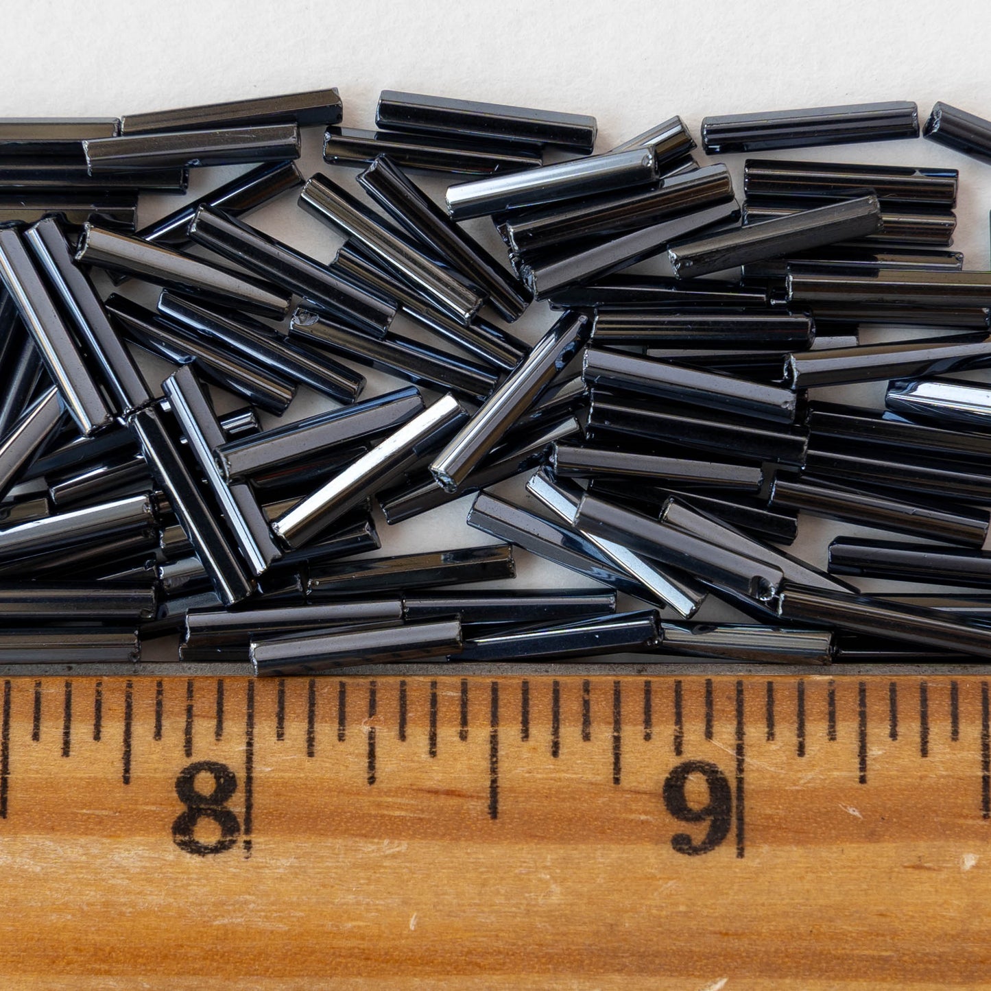12mm Glass Bugle Beads - Sphinx Gunmetal - 20 grams