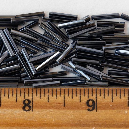 12mm Glass Bugle Beads - Sphinx Gunmetal - 20 grams