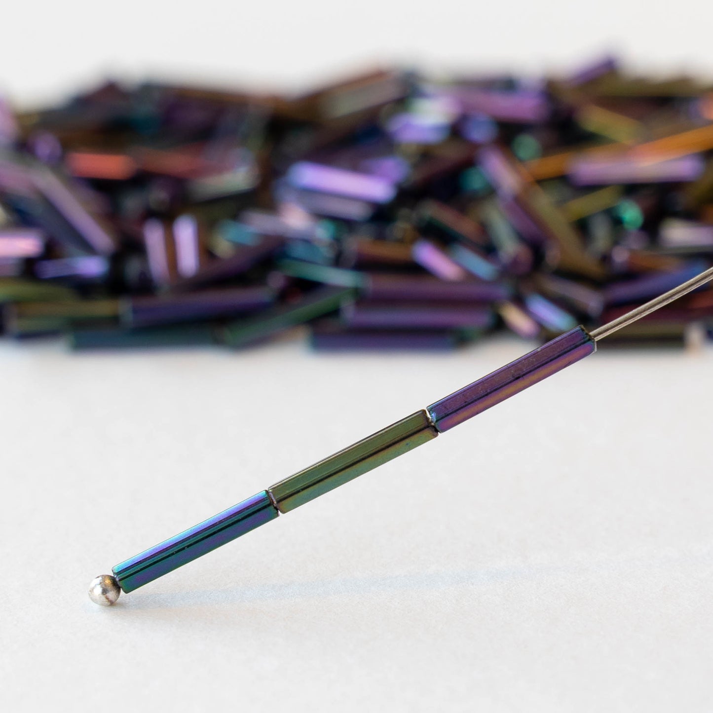 12mm Glass Bugle Beads - Purple Iris - 20 grams