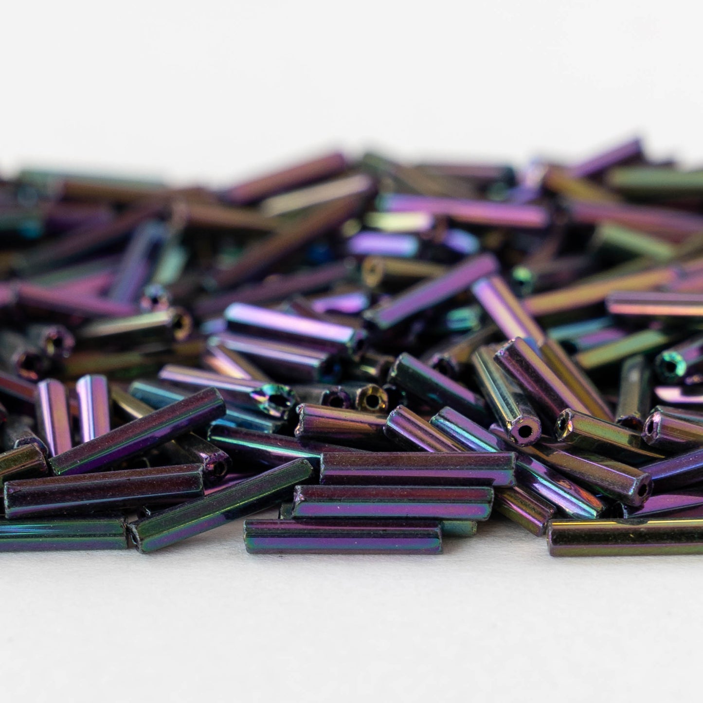 12mm Glass Bugle Beads - Purple Iris - 20 grams