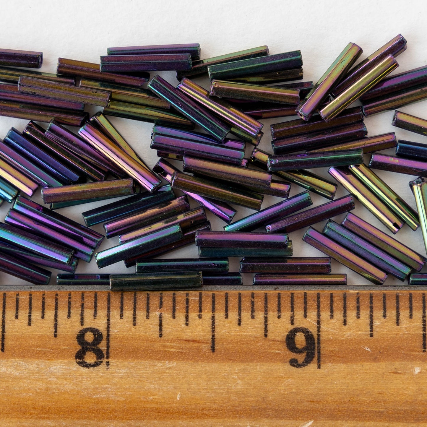 12mm Glass Bugle Beads - Purple Iris - 20 grams