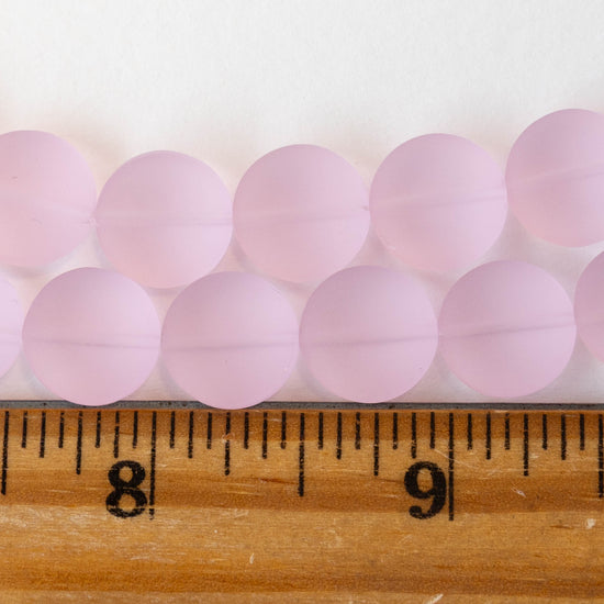 12mm Frosted Glass Coins - Pink - 8 beads