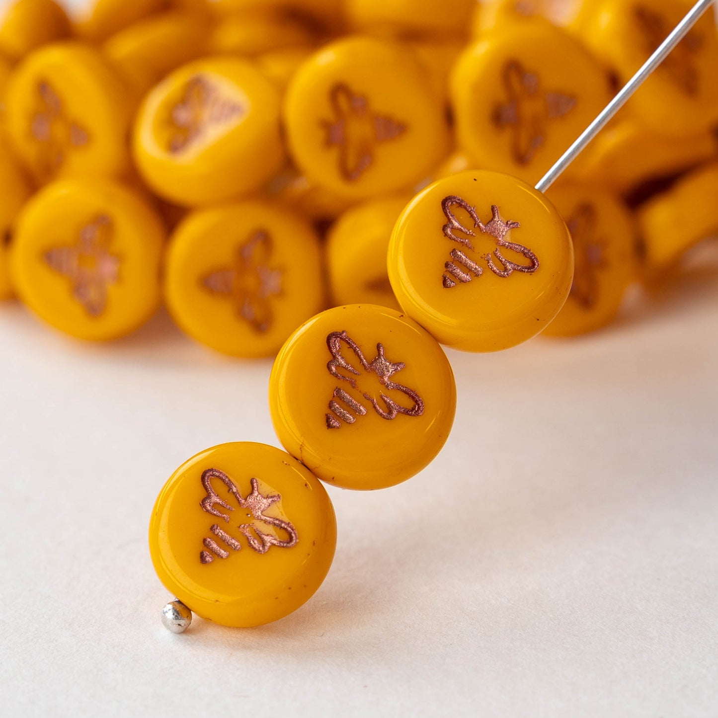 12mm Coin Beads - Marigold - 12 Beads
