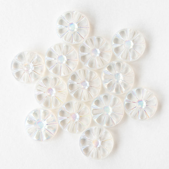 12mm Sunflower Coin Beads - Crystal AB - 8 beads