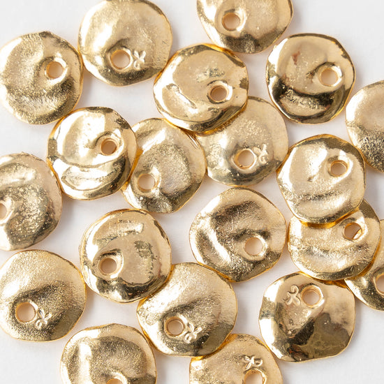 12mm Mykonos Coin Pendant - Gold - 2 or 6 pendants