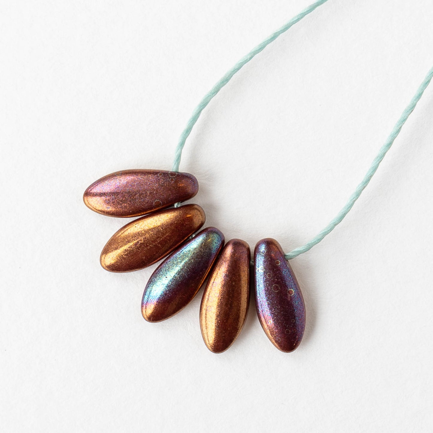 12mm Glass Dagger Beads - Copper Iris - 25 beads