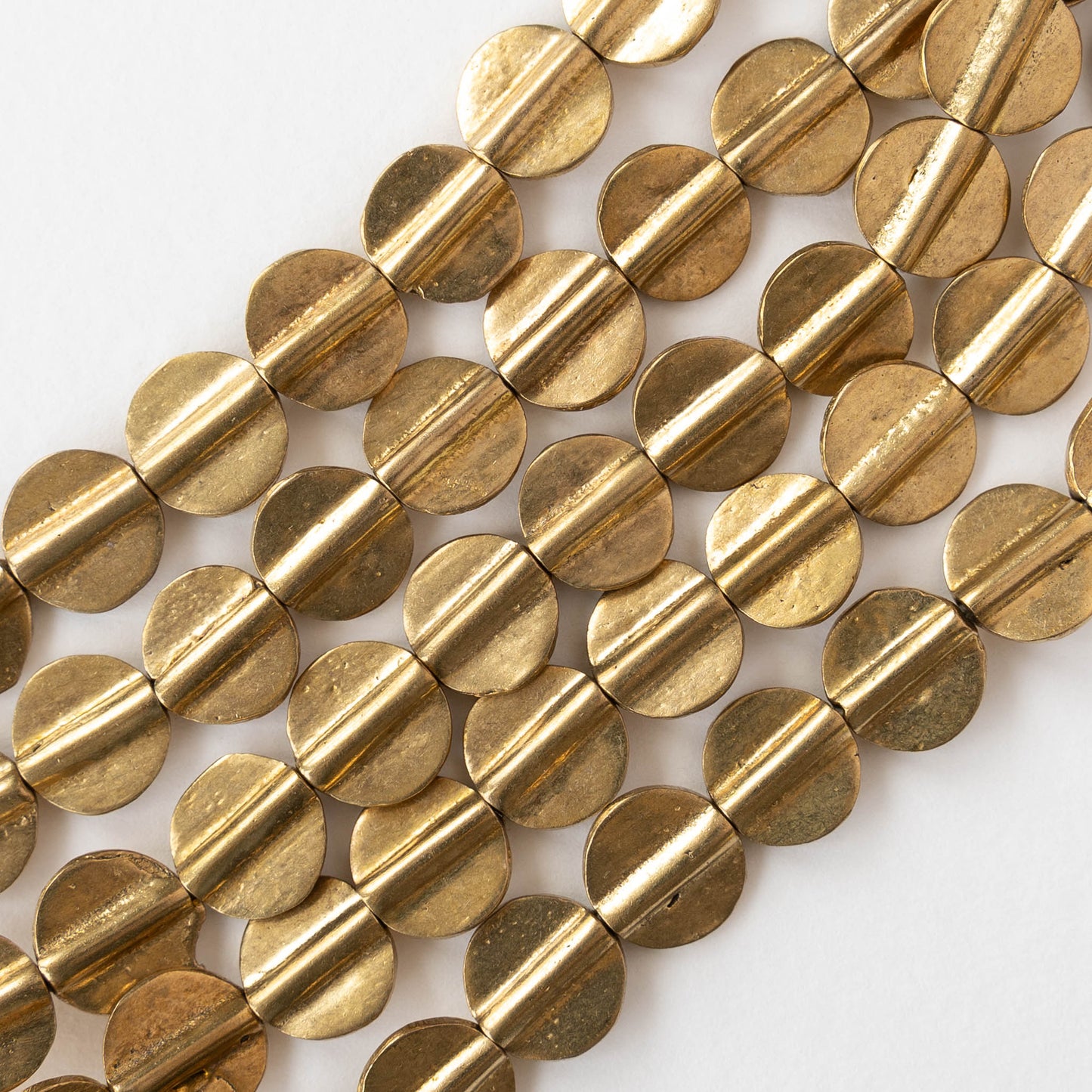 12mm Dime Beads - Antique Brass - 10 or 30 beads