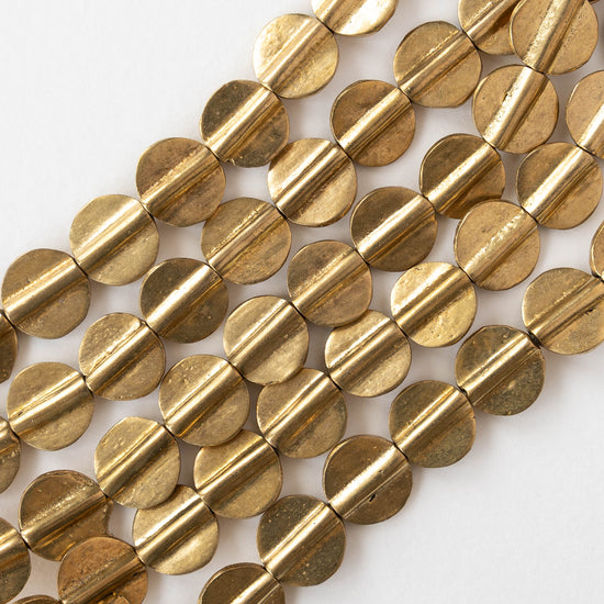 12mm Dime Beads - Antique Brass - 10 or 30 beads
