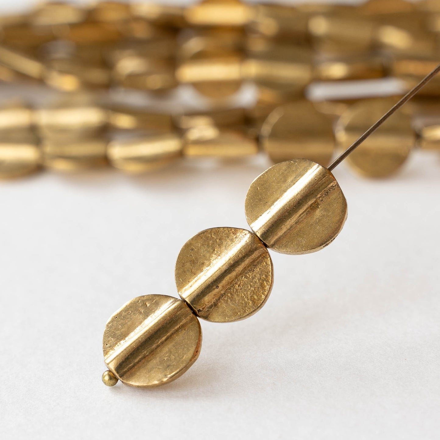 12mm Dime Beads - Antique Brass - 10 or 30 beads