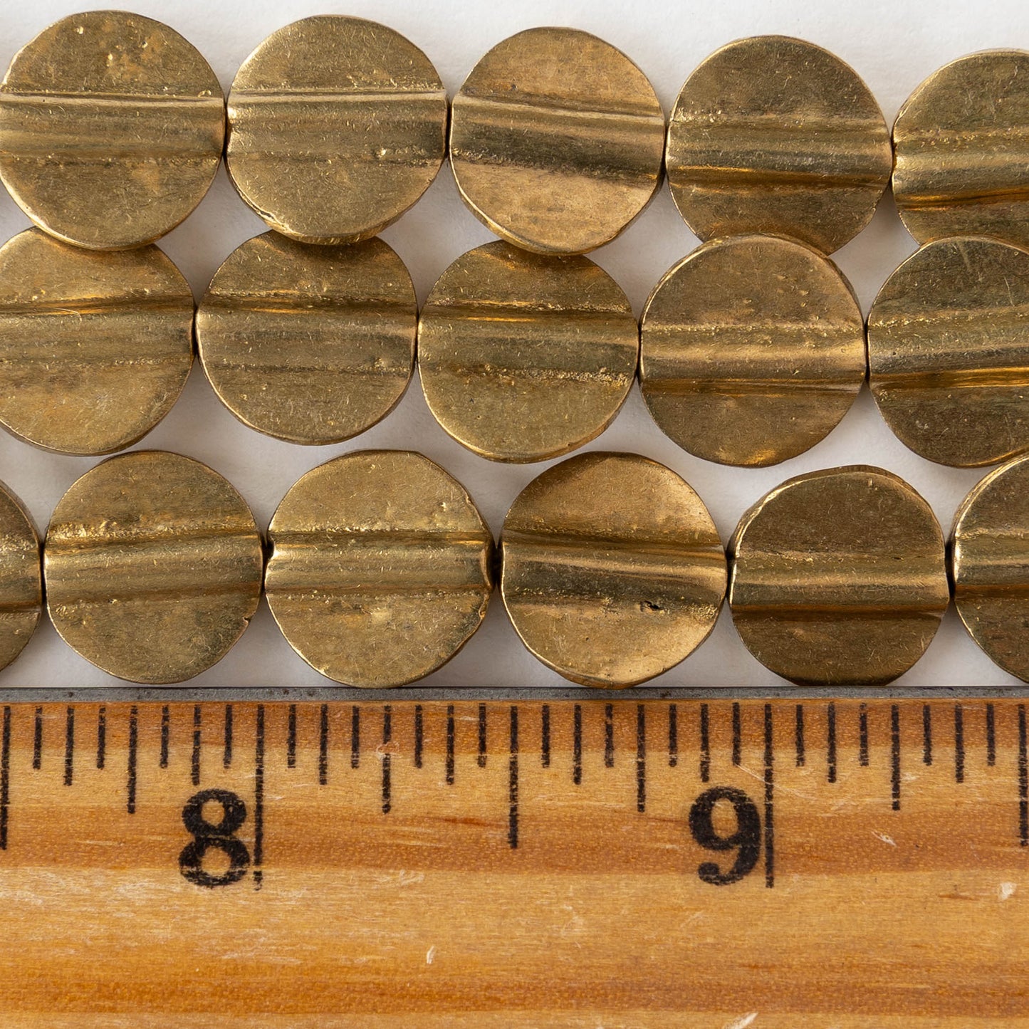 12mm Dime Beads - Antique Brass - 10 or 30 beads