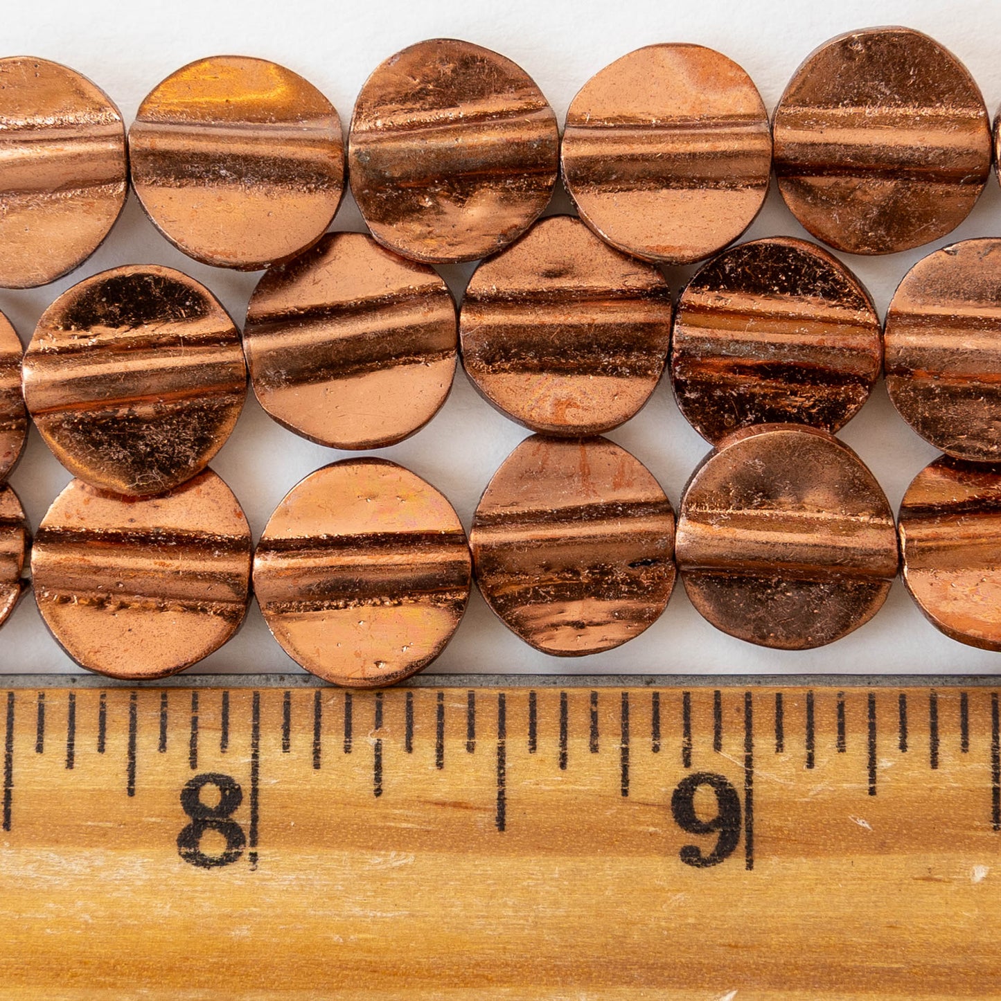 12mm Dime Beads - Copper - 10 or 30 beads