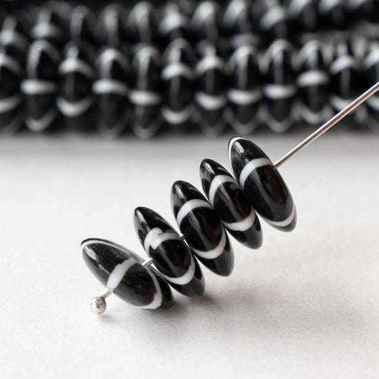 12mm Buffalo Horn Disk Beads - Black and White - 10 beads