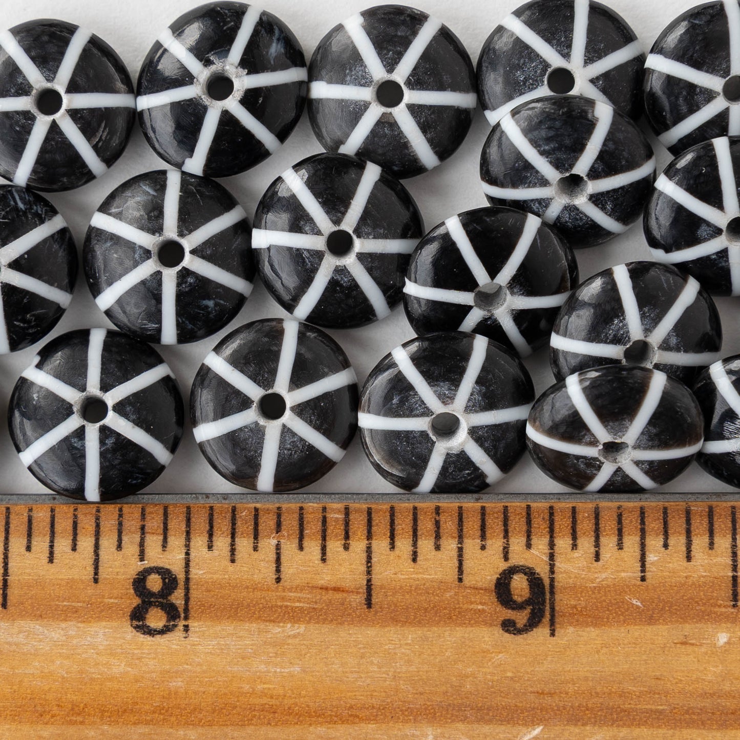 12mm Buffalo Horn Disk Beads - Black and White - 10 beads