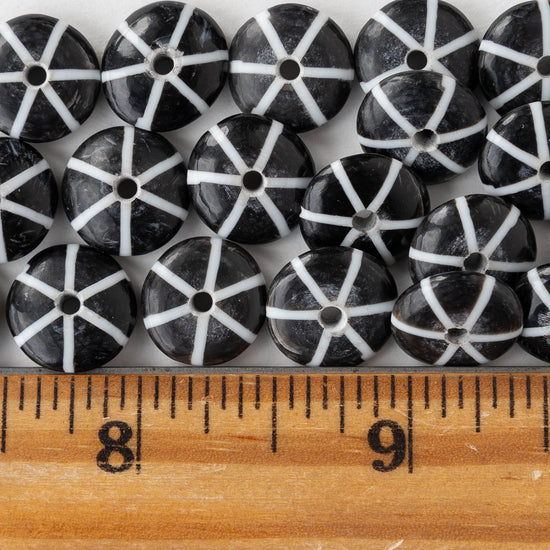 12mm Buffalo Horn Disk Beads - Black and White - 10 beads