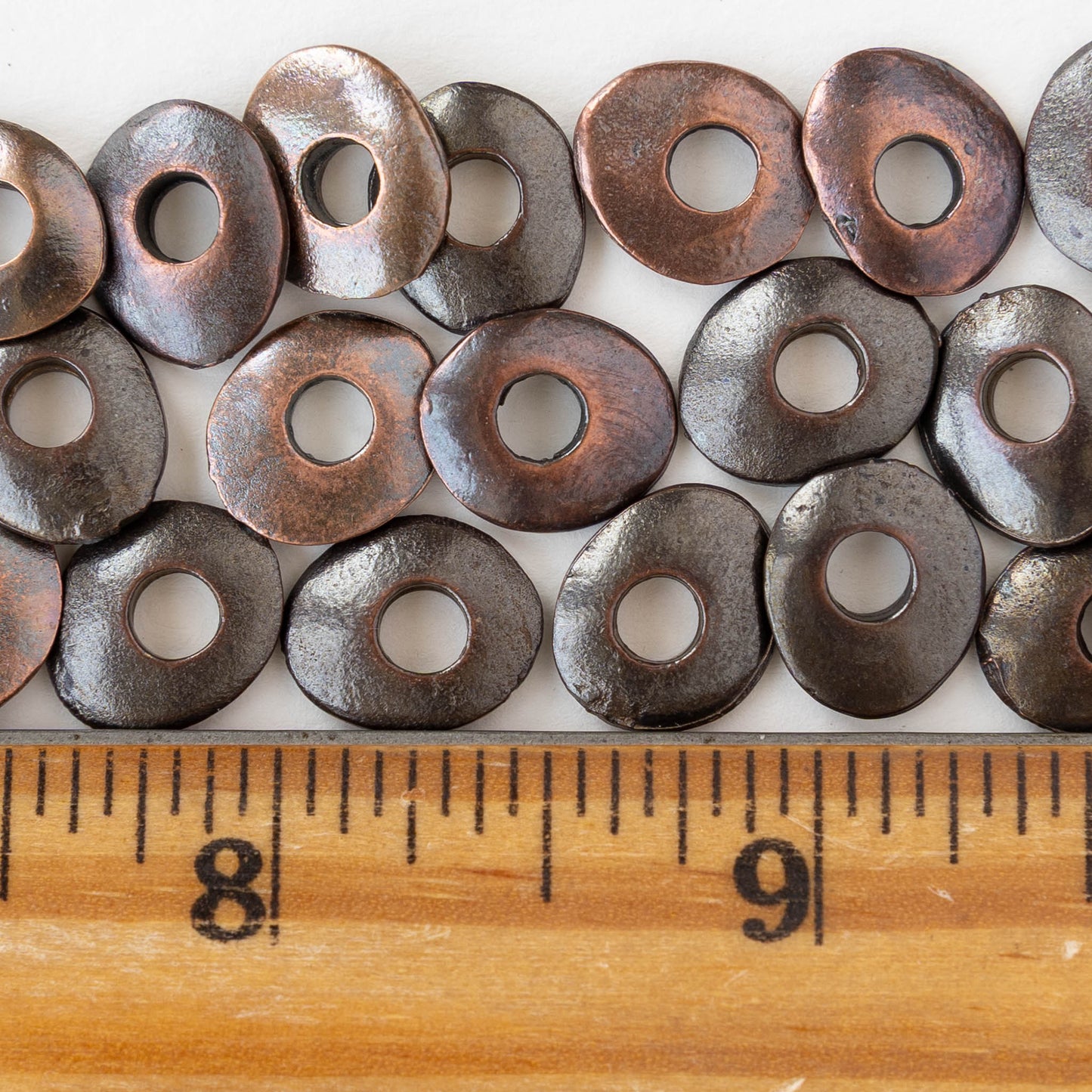 11x13mm Oval Washer Beads - Antique Copper - 6 or 12 beads