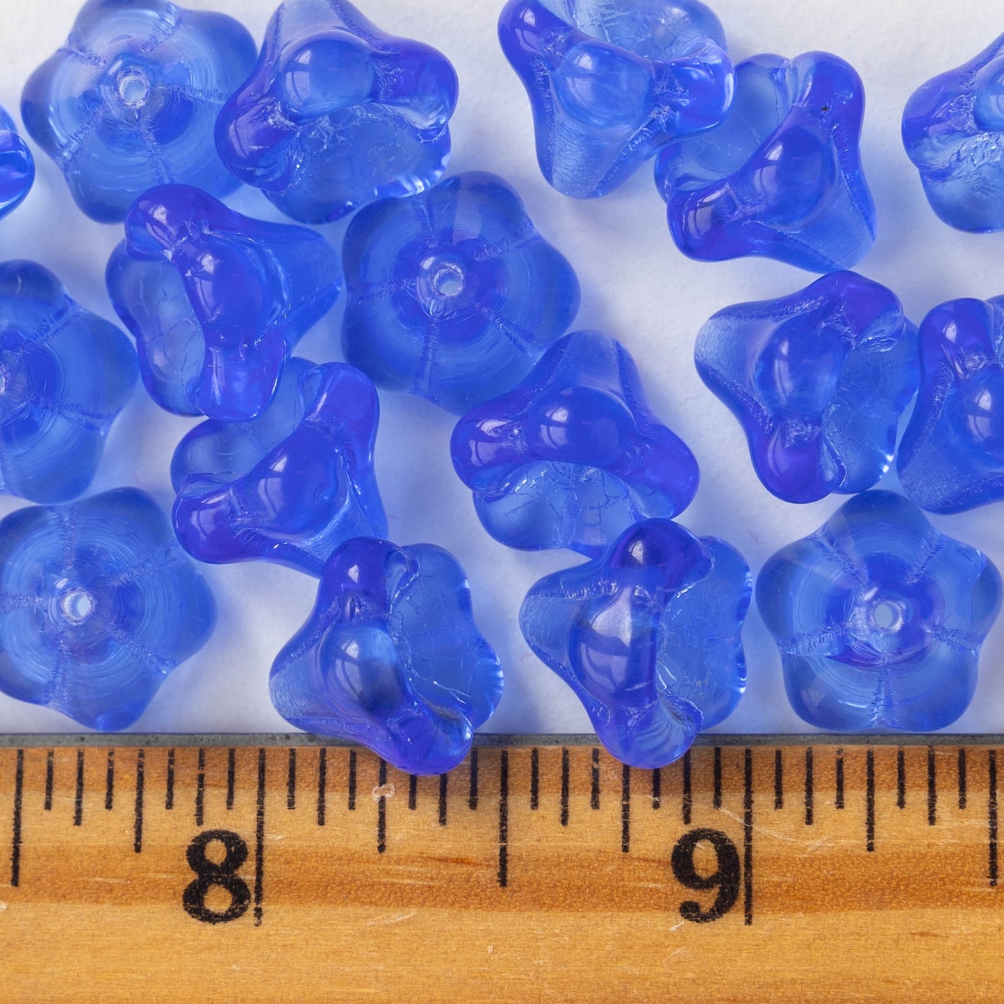10x12mm Trumpet Flower Beads - Transparent Blue - 10 or 30