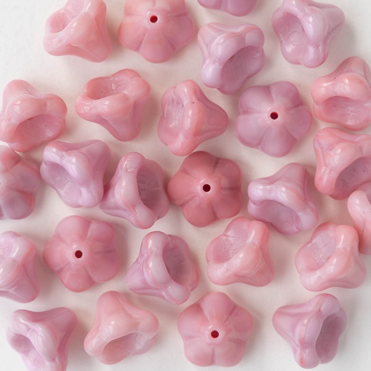Load image into Gallery viewer, 10x12mm Trumpet Flower Beads - Opaque Pink Rose - 10 or 30
