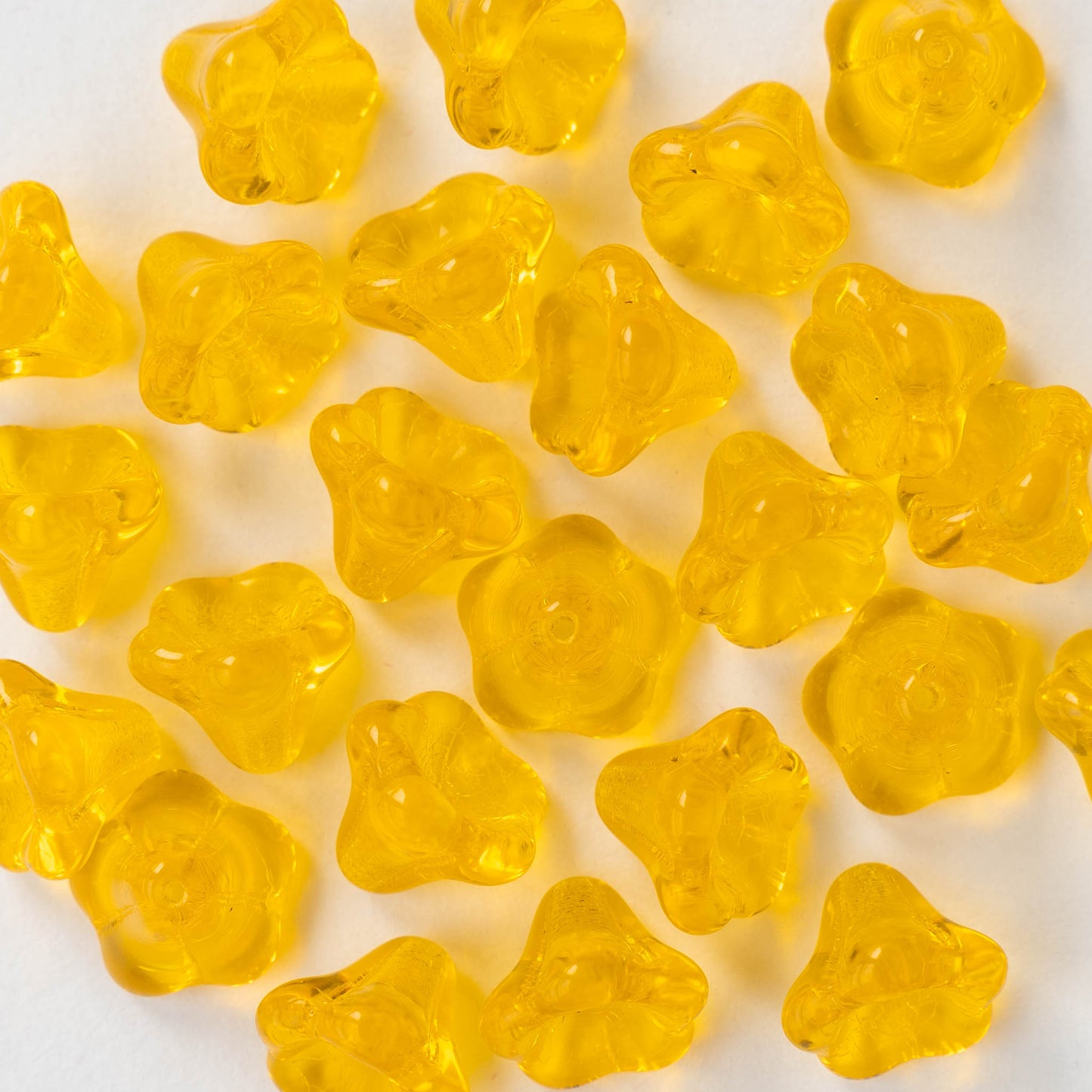 10x12mm Trumpet Flower Beads - Transparent Yellow - 10 or 30