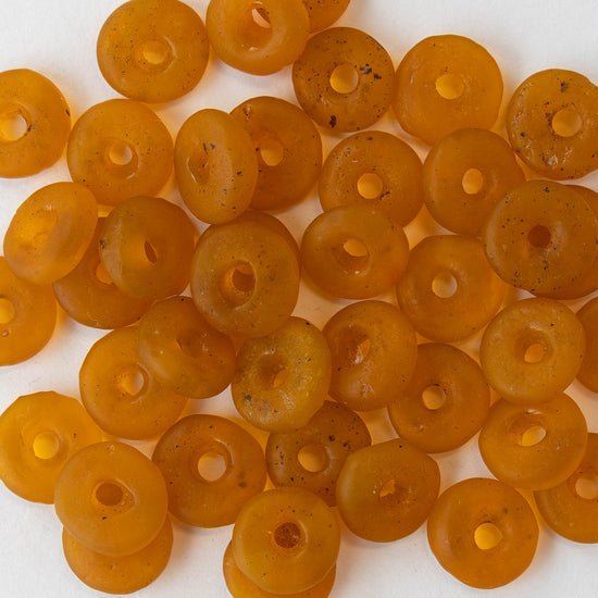 African Trade Donut Beads  - Orange - 20 beads